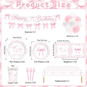 ZHBZPTY Coquette pink bow dessert plates 7 inch for sweets.