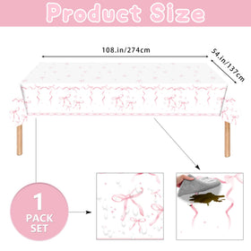 ZHBZPTY Coquette pink bow tablecloth and banner for cohesive decor.