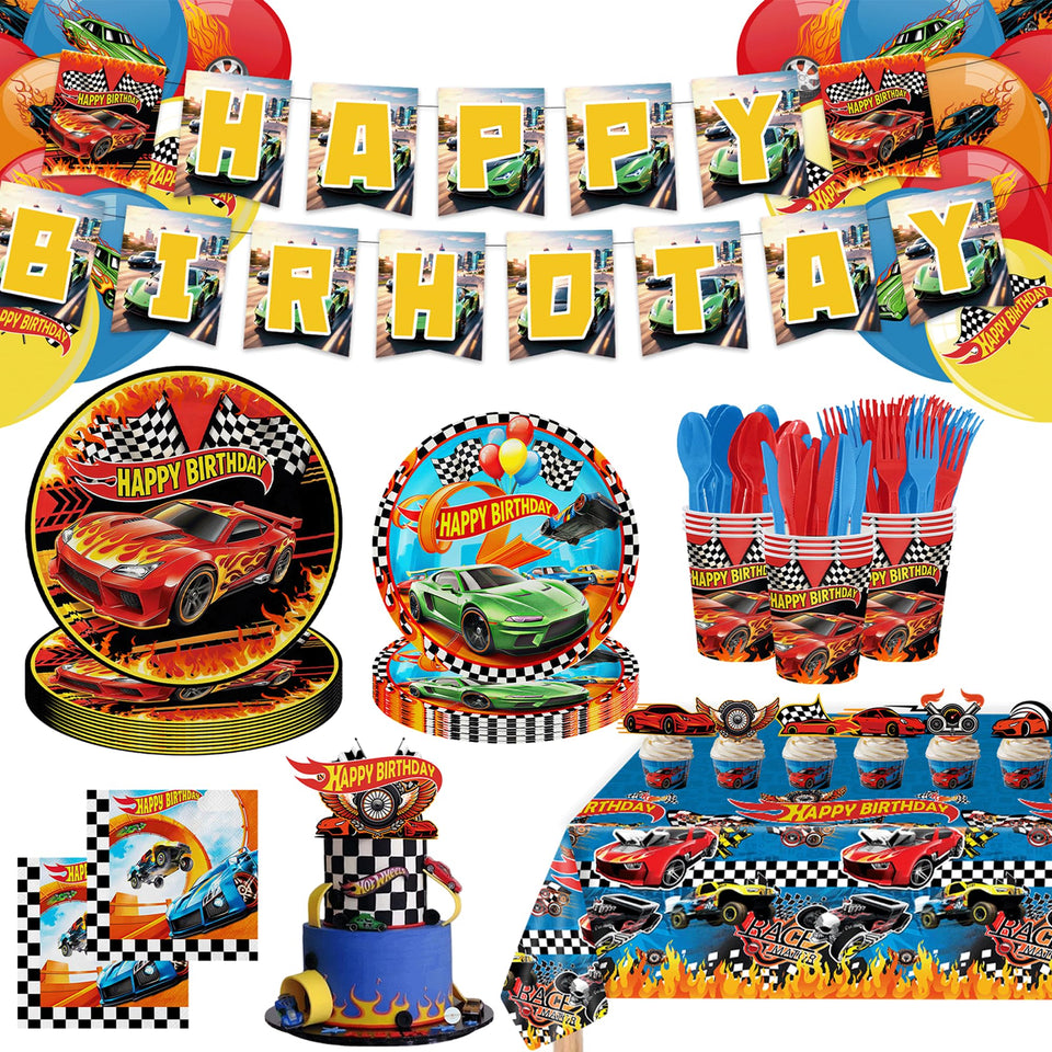 ZHBZPTY race car banner adds vibrant color for party photos and atmosphere