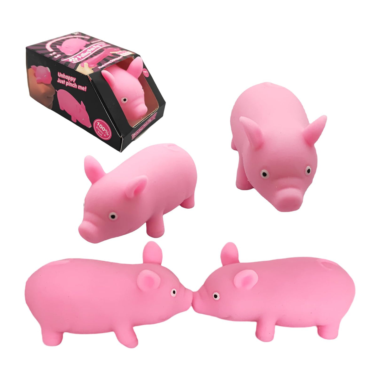 ZHEBAG 4-pack pink pig stress toy pack shot promotes portable mood relief