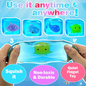 ZHEBAG blue squeeze cube devil fish textured surface for tactile focus