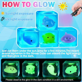ZHEBAG blue squeeze cube dolphin glow features for sensory engagement