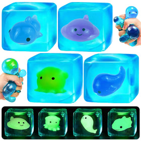 ZHEBAG blue squeeze cube octopus glow-in-dark for calming sensory play