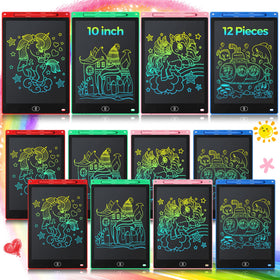 Zhehao 12-pack LCD writing pad for kids, colorful doodling on a 10-inch screen for creative play.