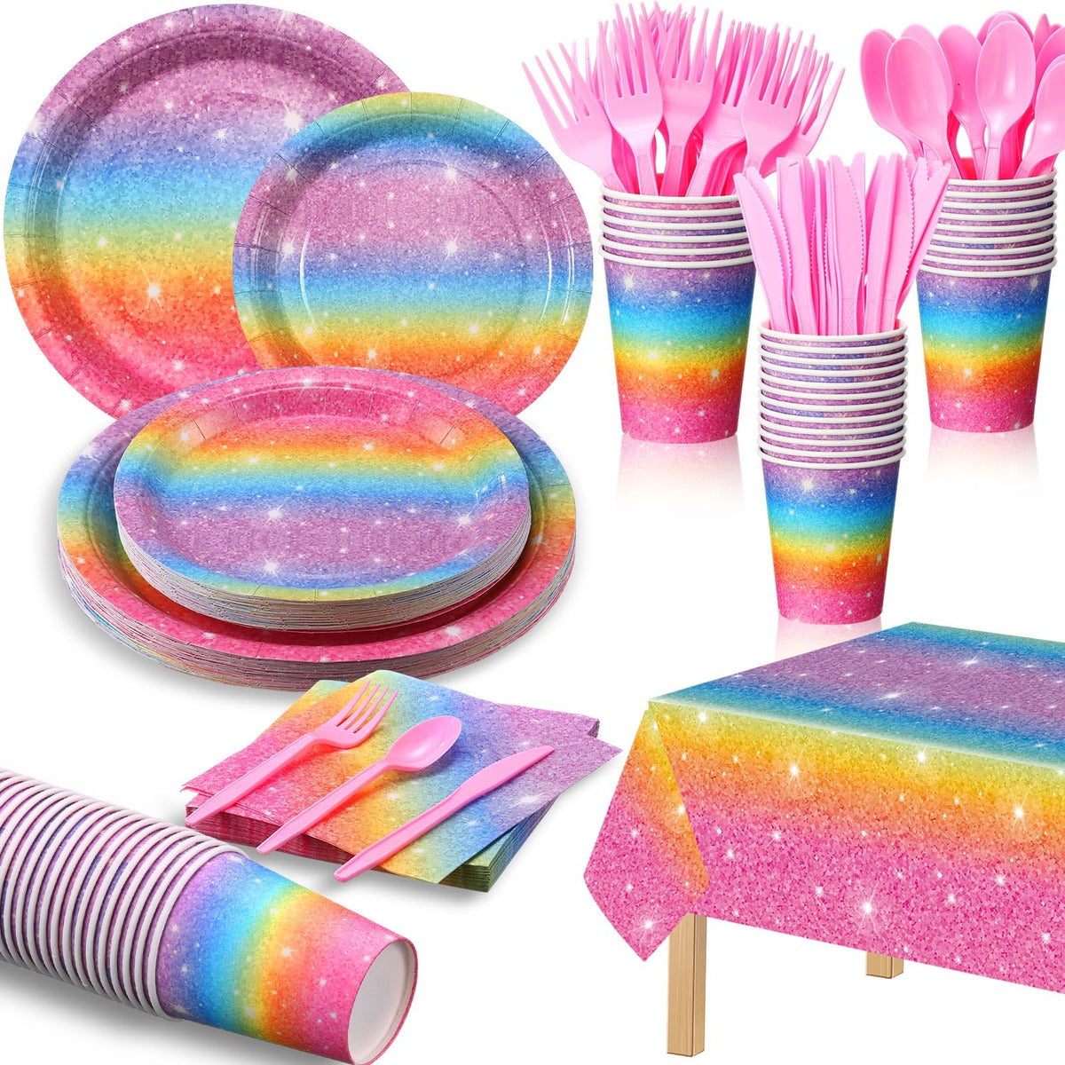 Zhehao 169-pcs rainbow party decorations for coordinated celebrations.