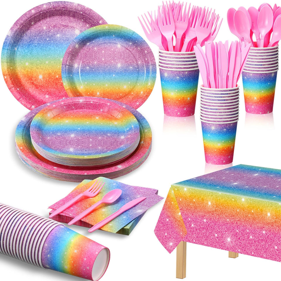 Zhehao 169-pcs rainbow party decorations for coordinated celebrations.