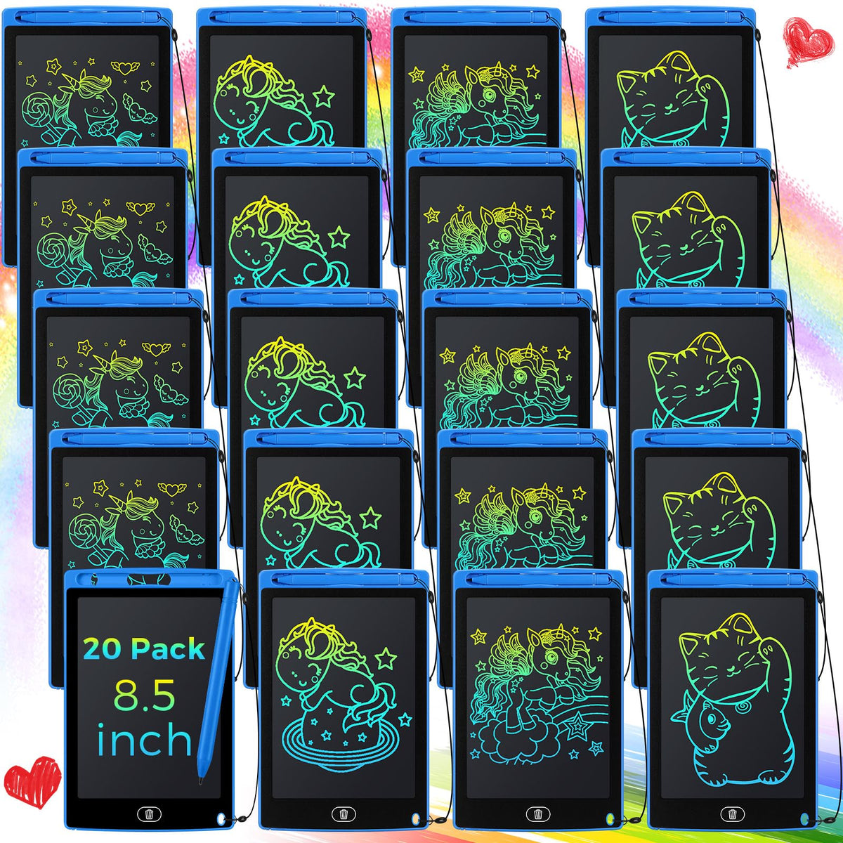 Zhehao 20-pack blue LCD writing tablets for kids, ideal for shared drawing at home