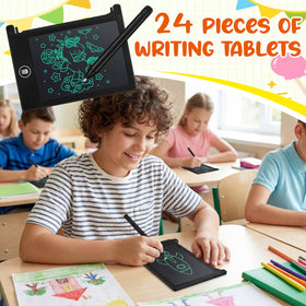 Zhehao 24-pack LCD mini writing tablet back view with accessible battery