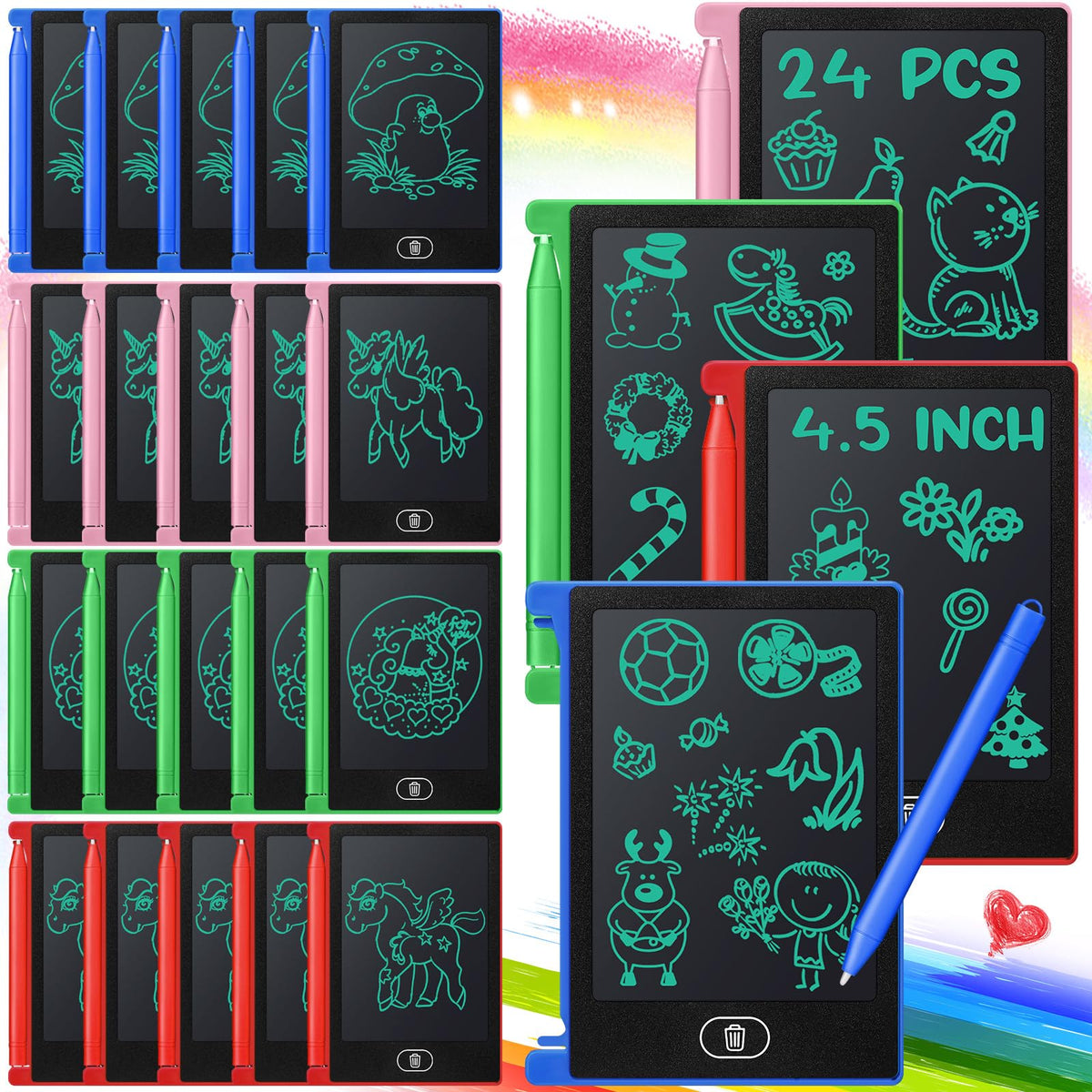 Zhehao 24-pack LCD mini writing tablets blue set for classroom fun and party favors.