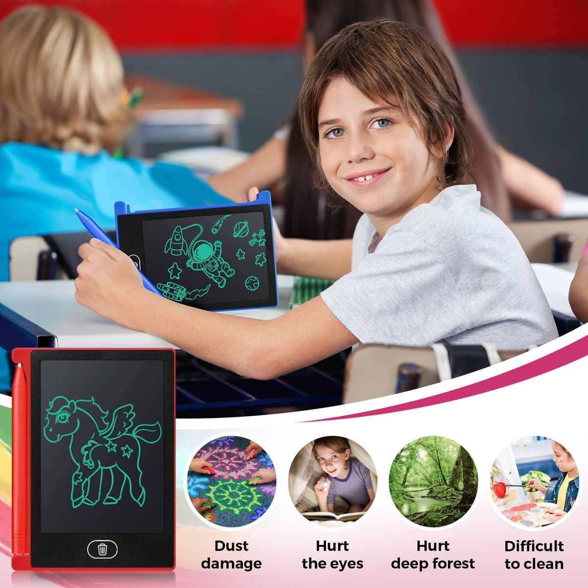 Zhehao 24-pack LCD mini writing tablets green set for arts crafts and travel.