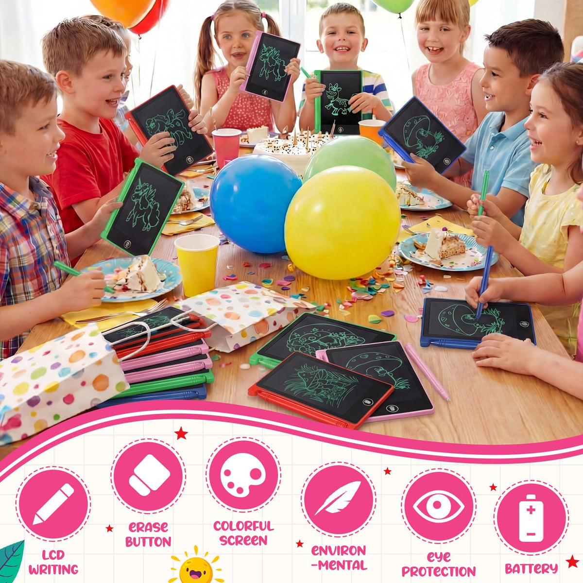 Zhehao 24-pack LCD mini writing tablets red set for party favors and quiet play.