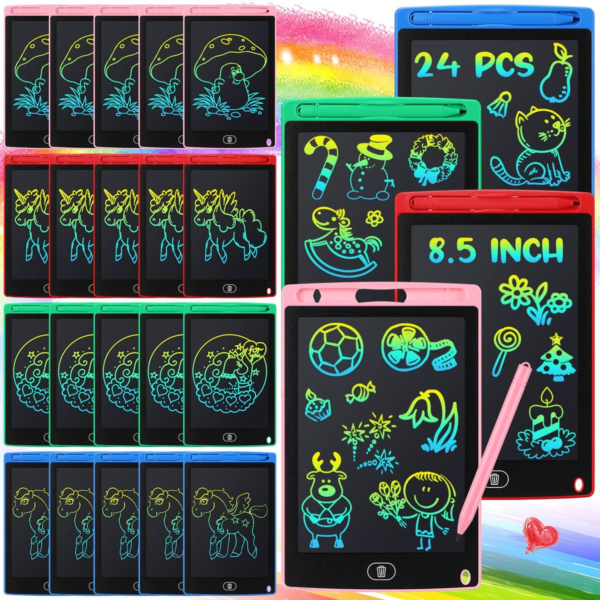 Zhehao 24-piece LCD doodle boards set with 8.5-inch color display for kids' learning and play
