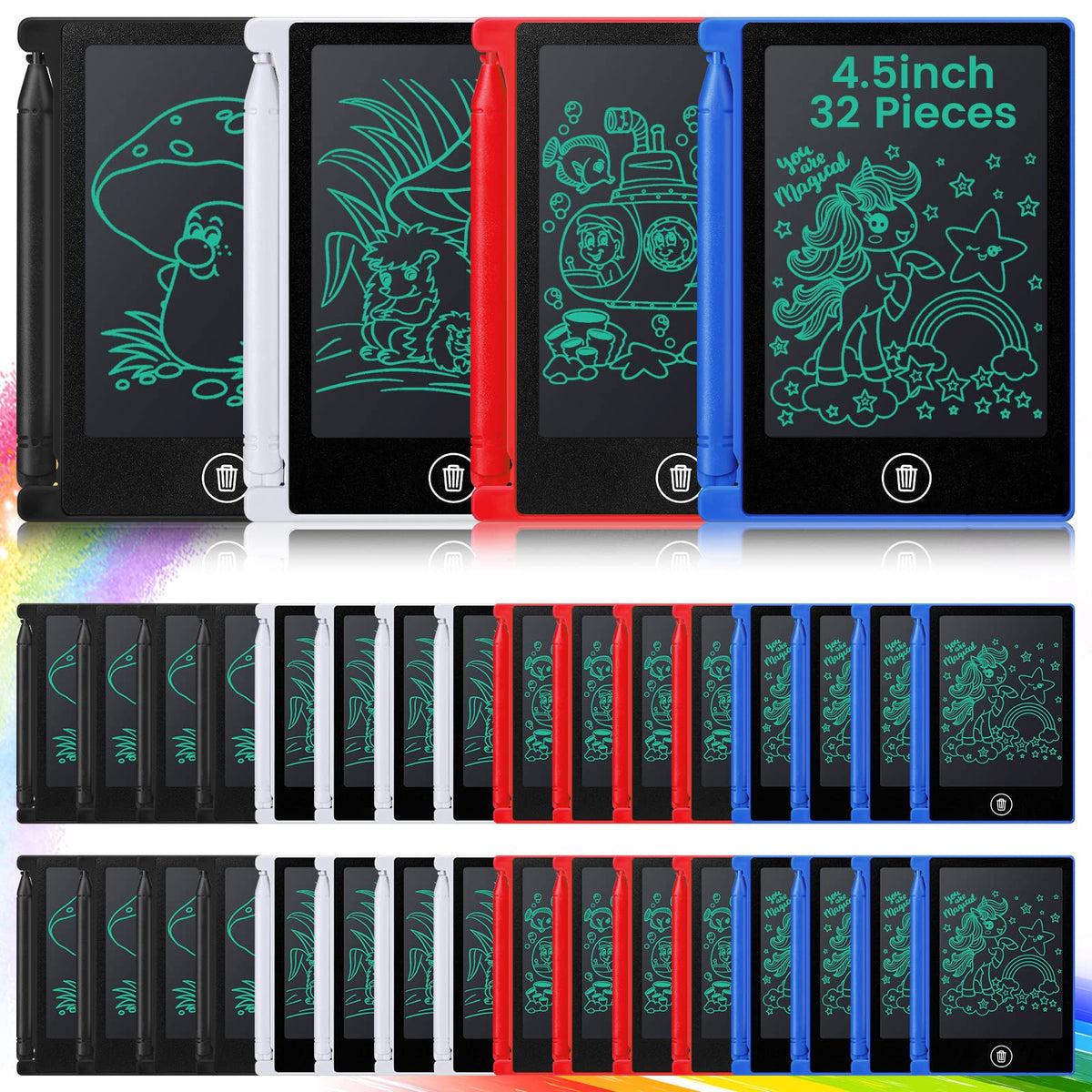 Zhehao 32-pcs mini LCD writing tablets set for group learning on the go.