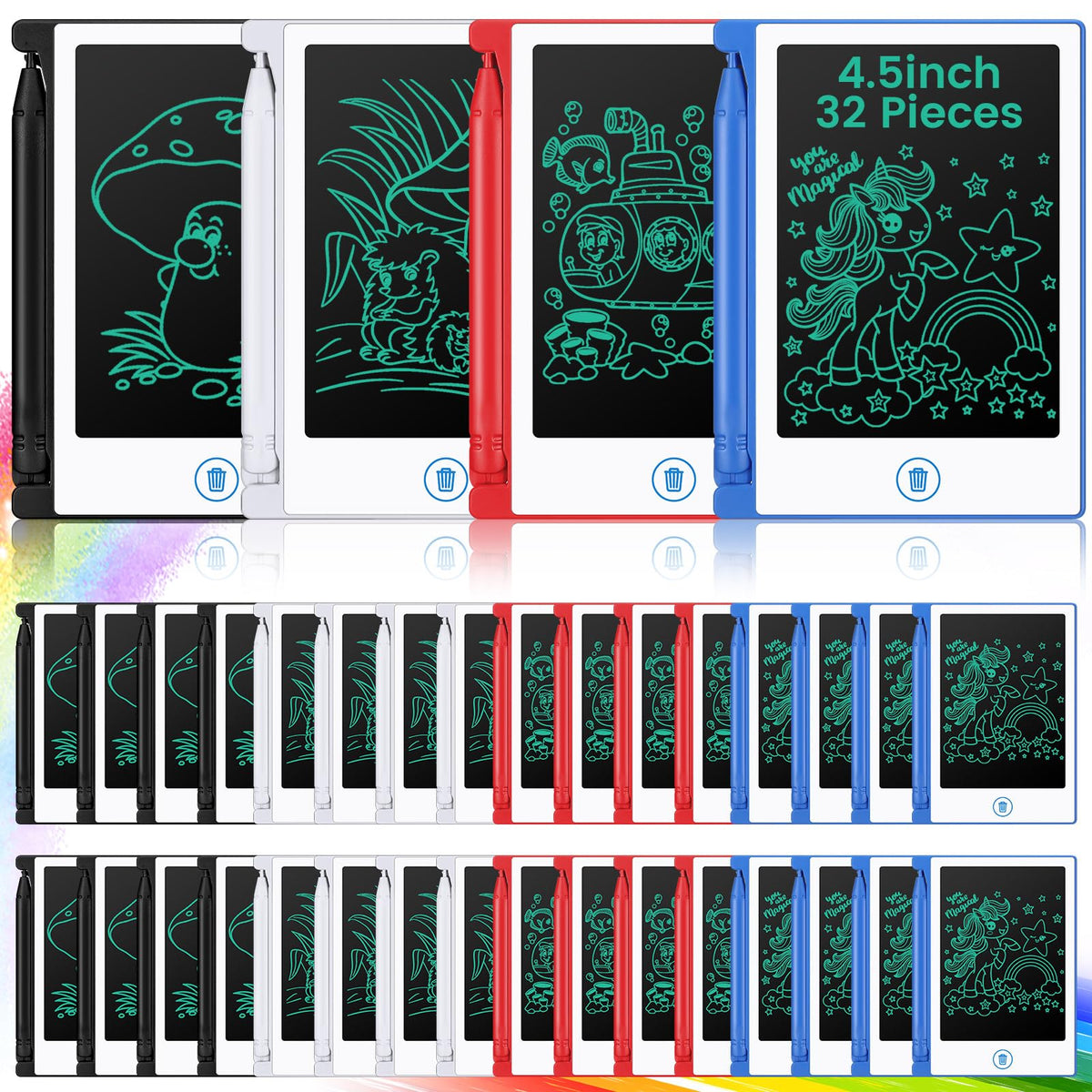 Zhehao 32-pcs mini LCD writing tablet set in bright colors for learning fun
