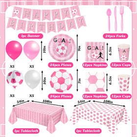 Zhehao banner and balloons decorate the party space for a soccer theme