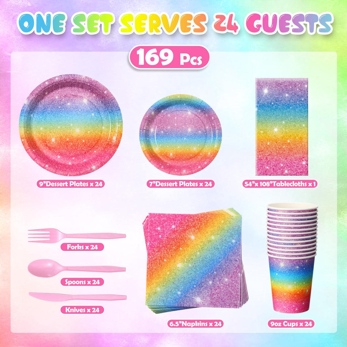 Zhehao pastel rainbow tablecloth 54 by 108 inches for quick setup.