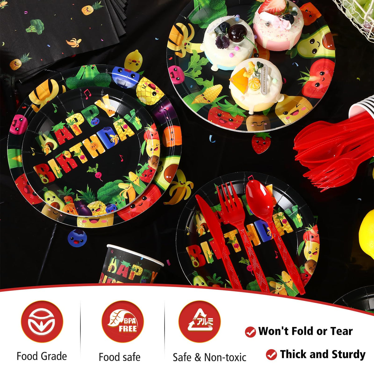 Zhehao 7-inch dancing fruit dessert plates add a playful finish