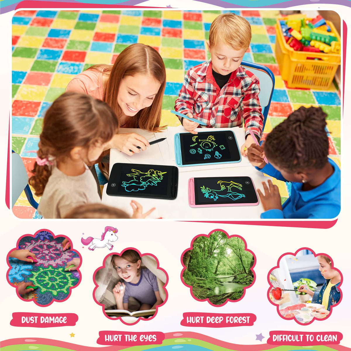 Zhehao eye-safe LCD screen protects young eyes during play.