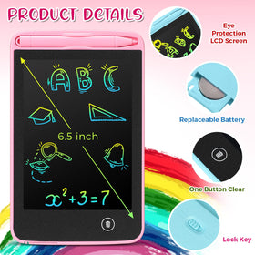 Zhehao kid drawing on blue LCD tablet with vibrant color display for creative doodling.