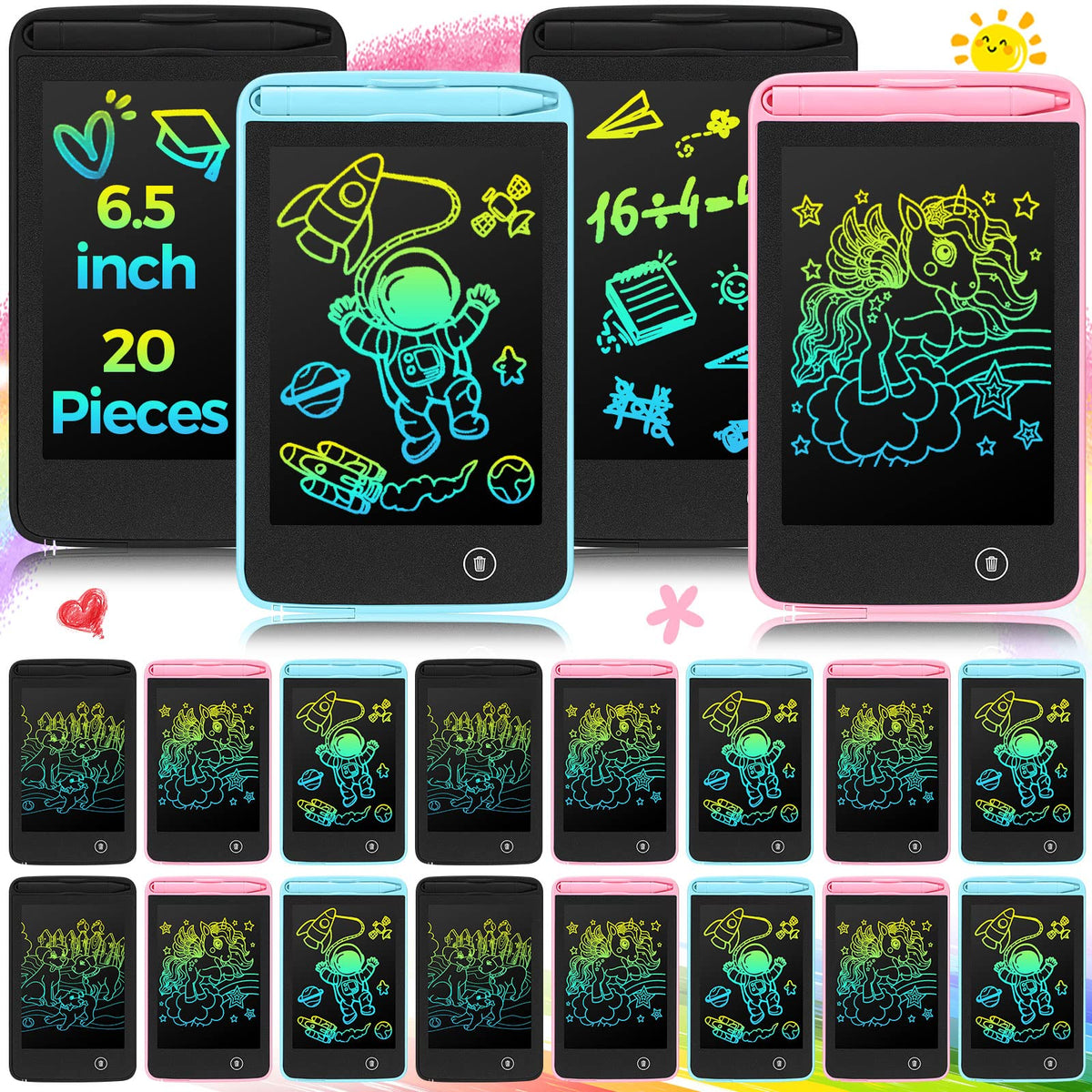 Zhehao kids LCD writing tablet, 6.5 inches, portable for on-the-go drawing.