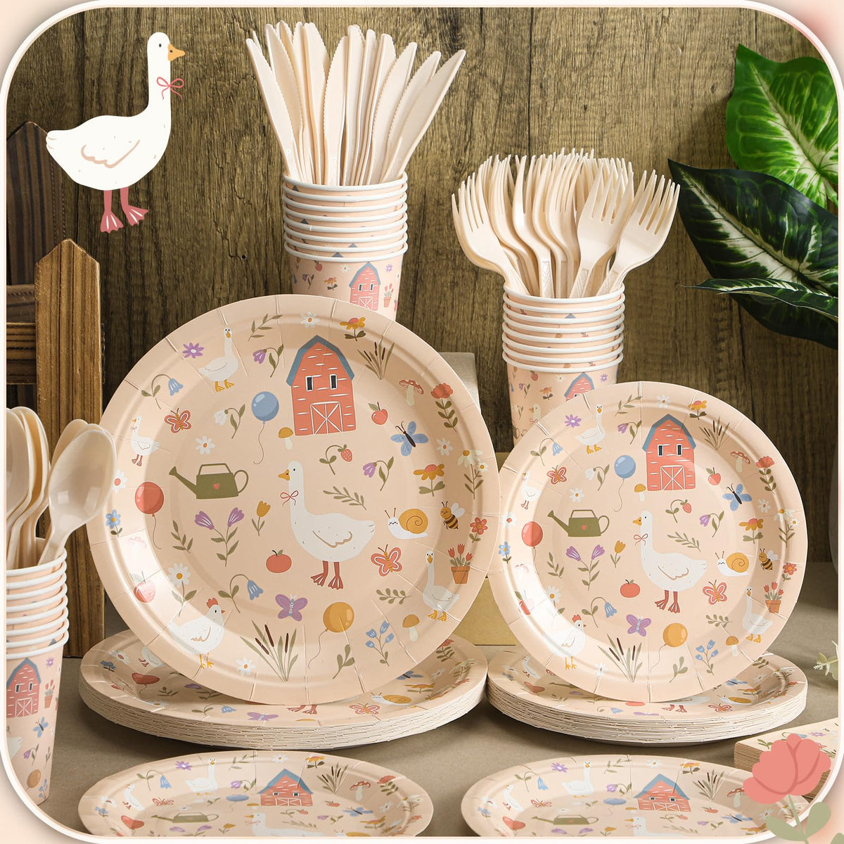Zhehao One Silly Goose full cutlery set knives forks spoons für praktischen Einweg-Tischservice.