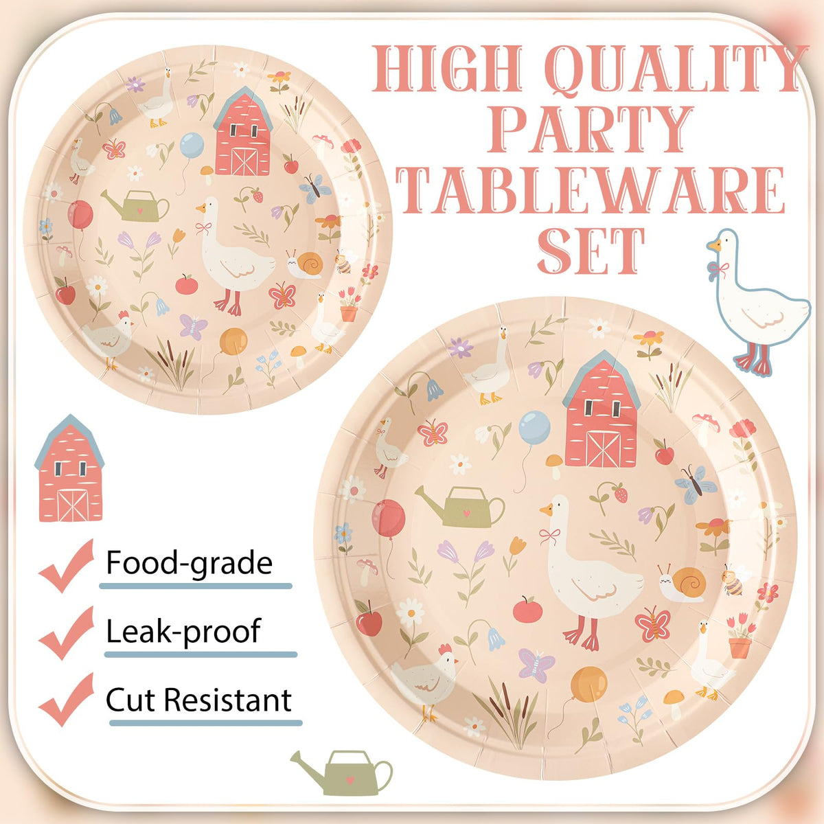 Zhehao One Silly Goose napkins 6.5in koordiniert Dekor und schnelle Aufräumhilfe.
