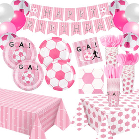 Zhehao sport birthday set laid out on table in pink, white, and black tones