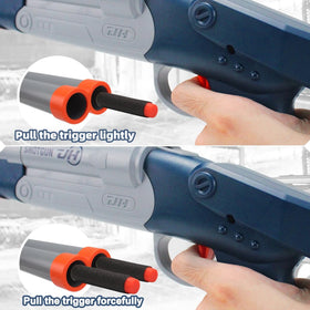 ZHENDUO BLASTER shell-ejection mechanism adds authentic theater to play.