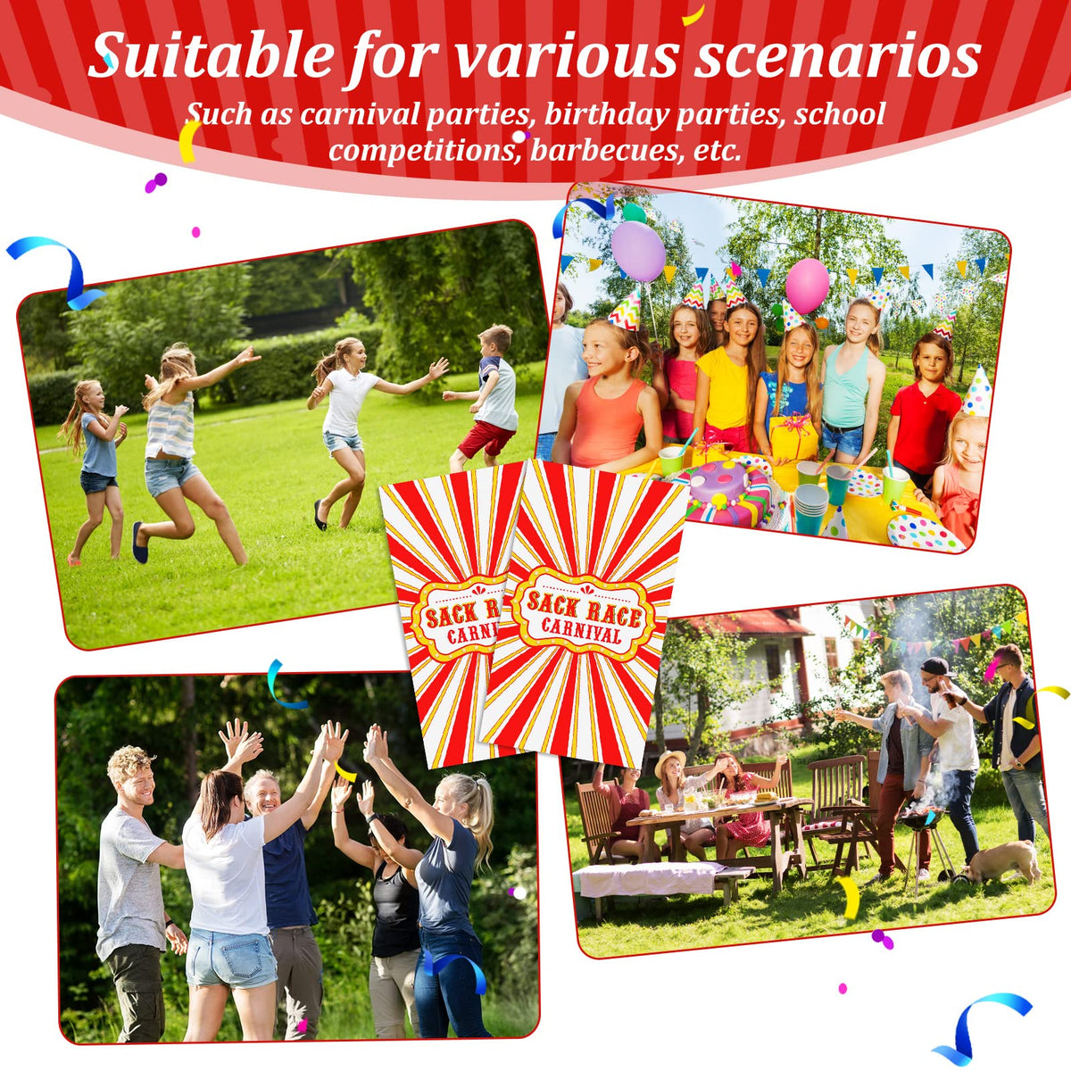 Zhengmy sacks ideal for outdoor parties, carnivals, and picnics.