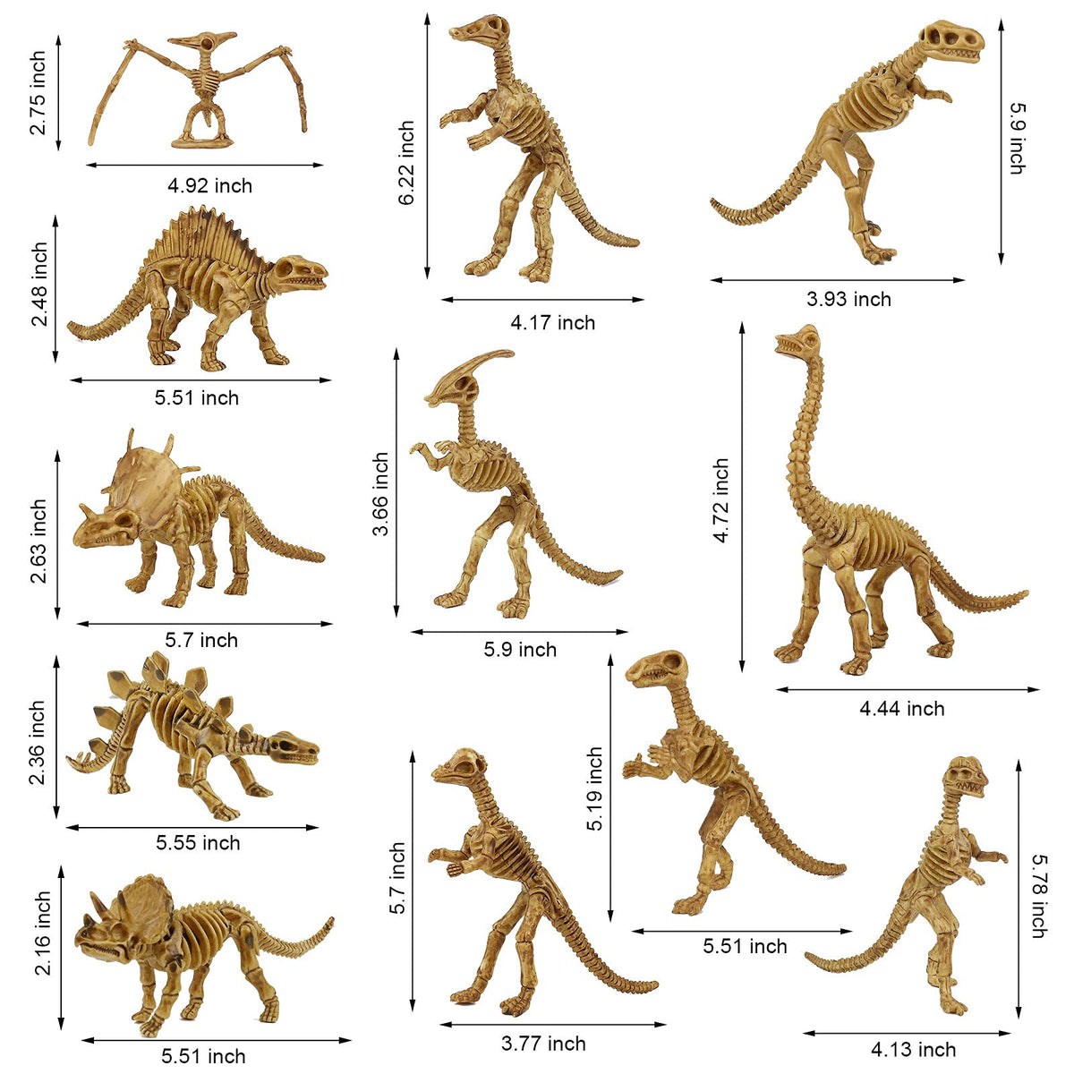 ZHFCGO 6-inch fossils arranged for sand digging and pretend play.