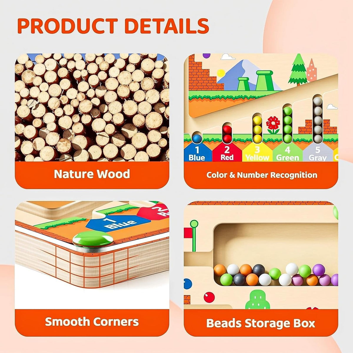 zhiwuzhu Colorful beads support color recognition and tactile exploration.