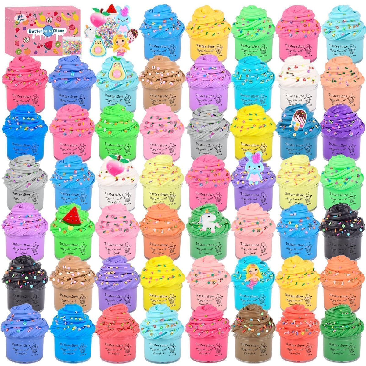 ZHNEHAOKAN 56-pack butter slime kit for kids, sensory play and classroom gifts.