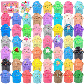 ZHNEHAOKAN 56-pack butter slime kit for kids, sensory play and classroom gifts.