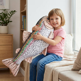 ZHONGXIN MADE Large rainbow trout stuffed toy ideal for gifts and decor.