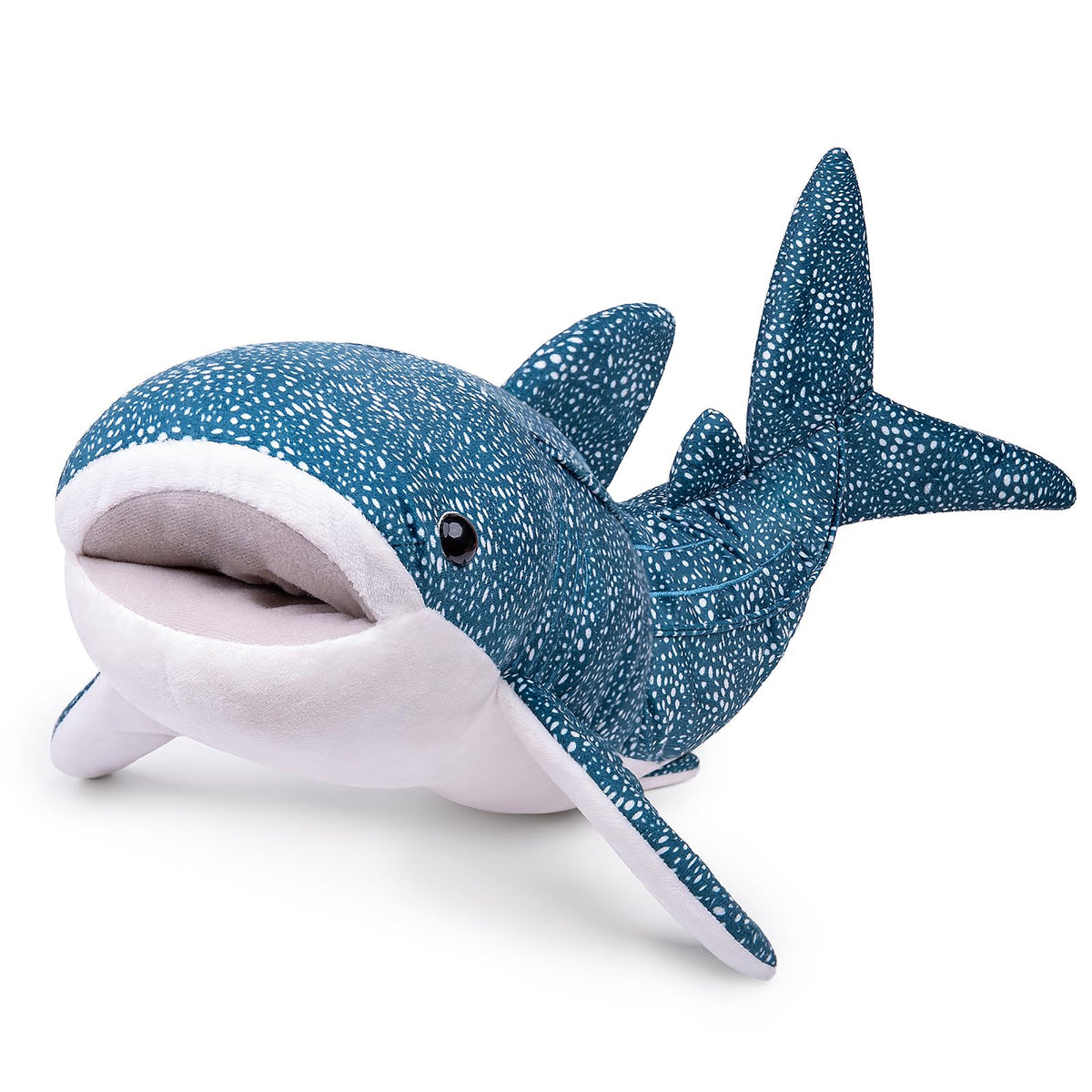 ZHONGXIN MADE blue-texture whale shark plush measures 20.5 inches for hugs.