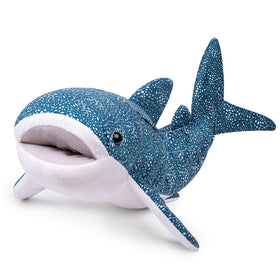 ZHONGXIN MADE blue-texture whale shark plush measures 20.5 inches for hugs.
