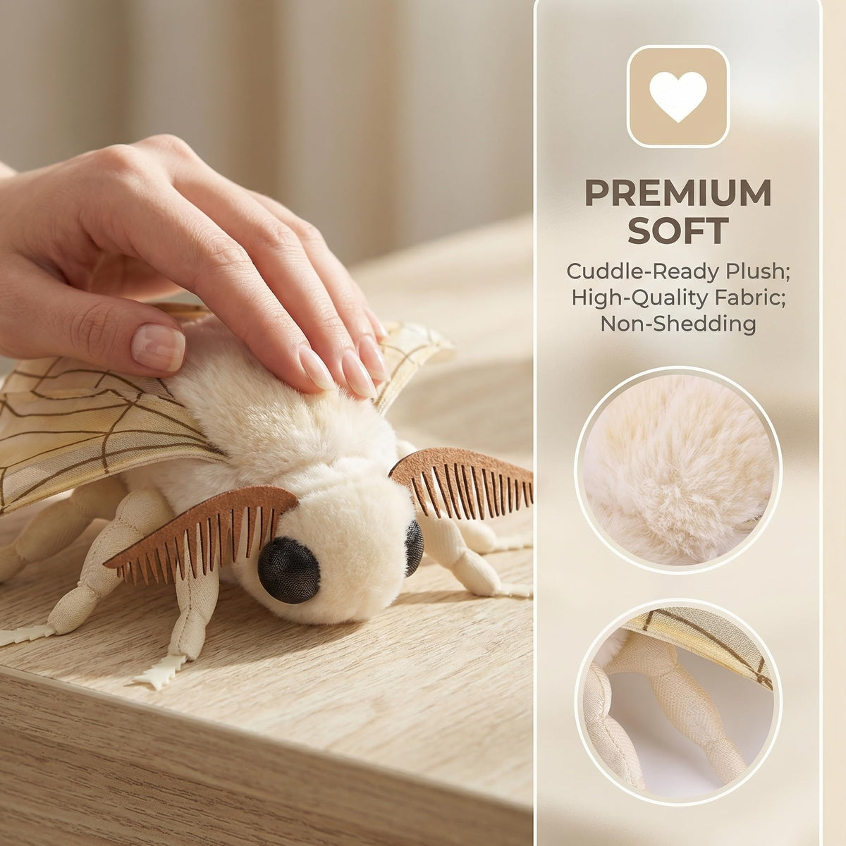 ZHONGXIN MADE Silk Moth Plush 11in packaging ready gift option.