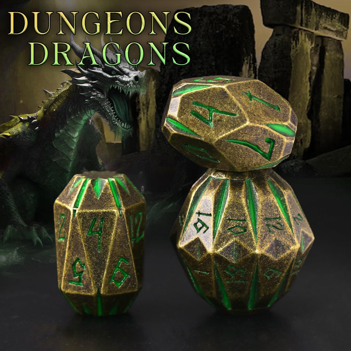 ZHOORQI metal DND dice; textured surface delivers authentic feel during play.