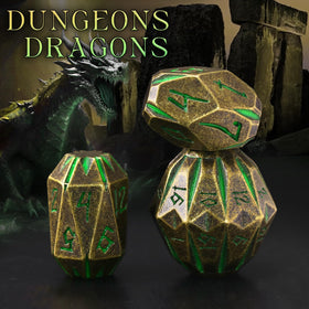 ZHOORQI metal DND dice; textured surface delivers authentic feel during play.