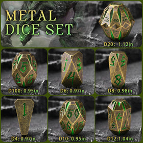 ZHOORQI 7-piece dice; unpolished edges for rugged, battle-ready look.
