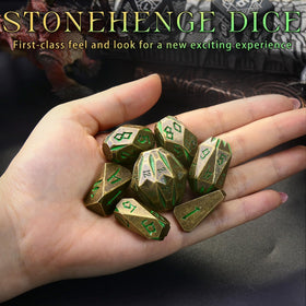 ZHOORQI DND metal dice; weathered patina highlights battle-worn character aesthetics.