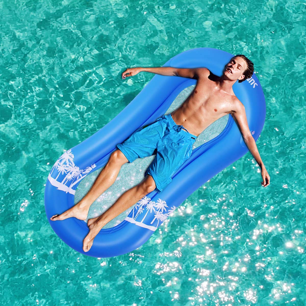ZHUYNXIR pool float with blue mesh bottom keeps kids supported