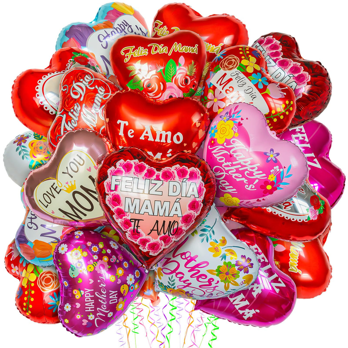 ZHWKMYP 72-pcs Mother's Day balloons create a vibrant family photo backdrop.