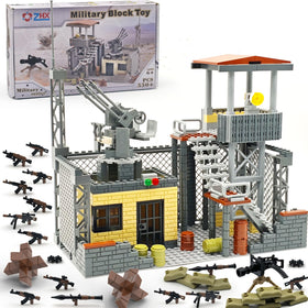 ZHX Military Base guard tower with compatible bricks for imaginative play