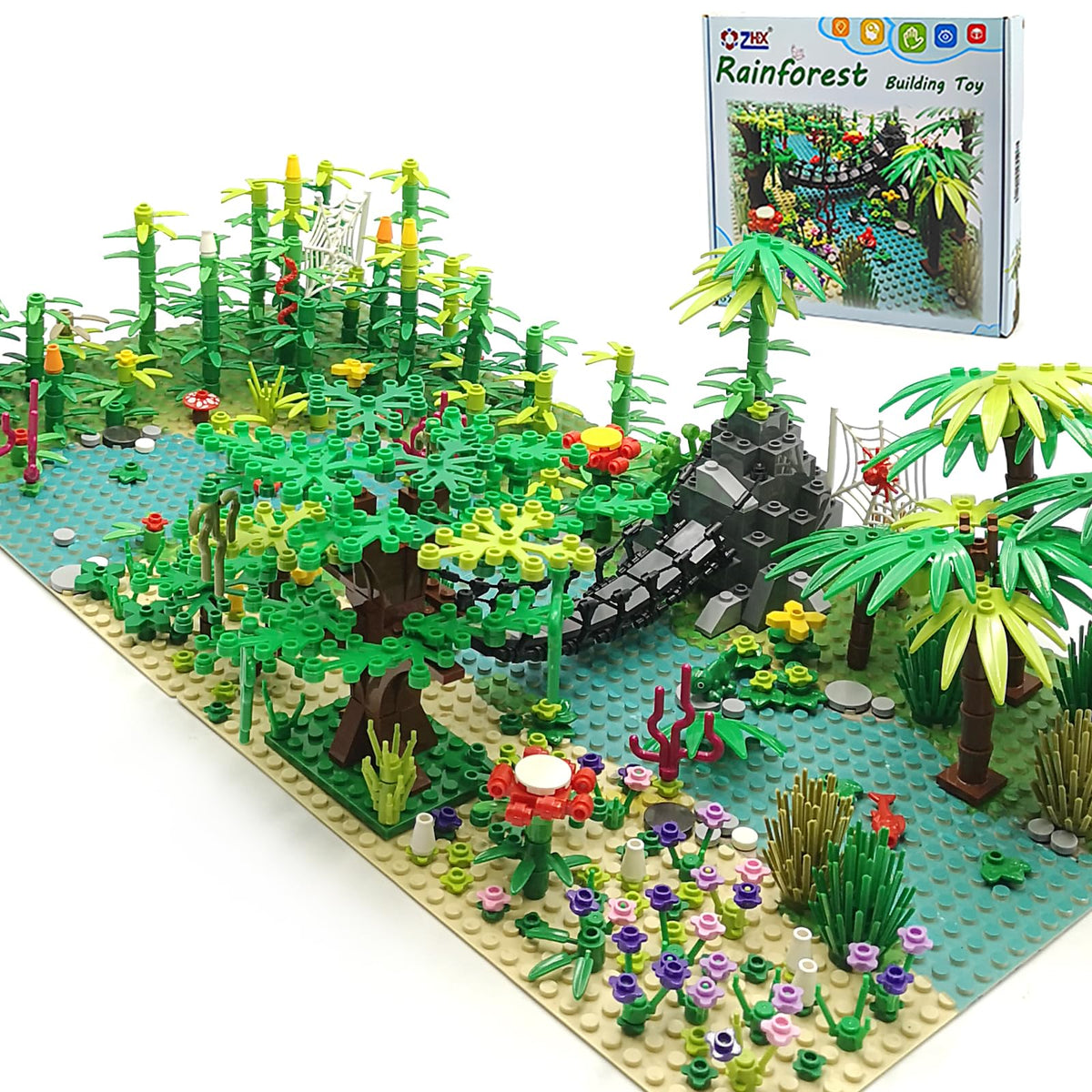 ZHX Rainforest baseplates provide a sturdy start for imaginative builds.