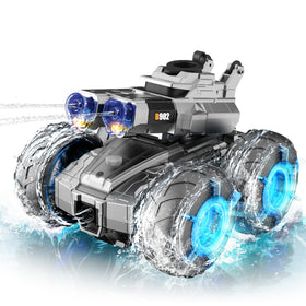ZHYLLO 3-in-1 amphibious RC car in action on land and water for versatile play.