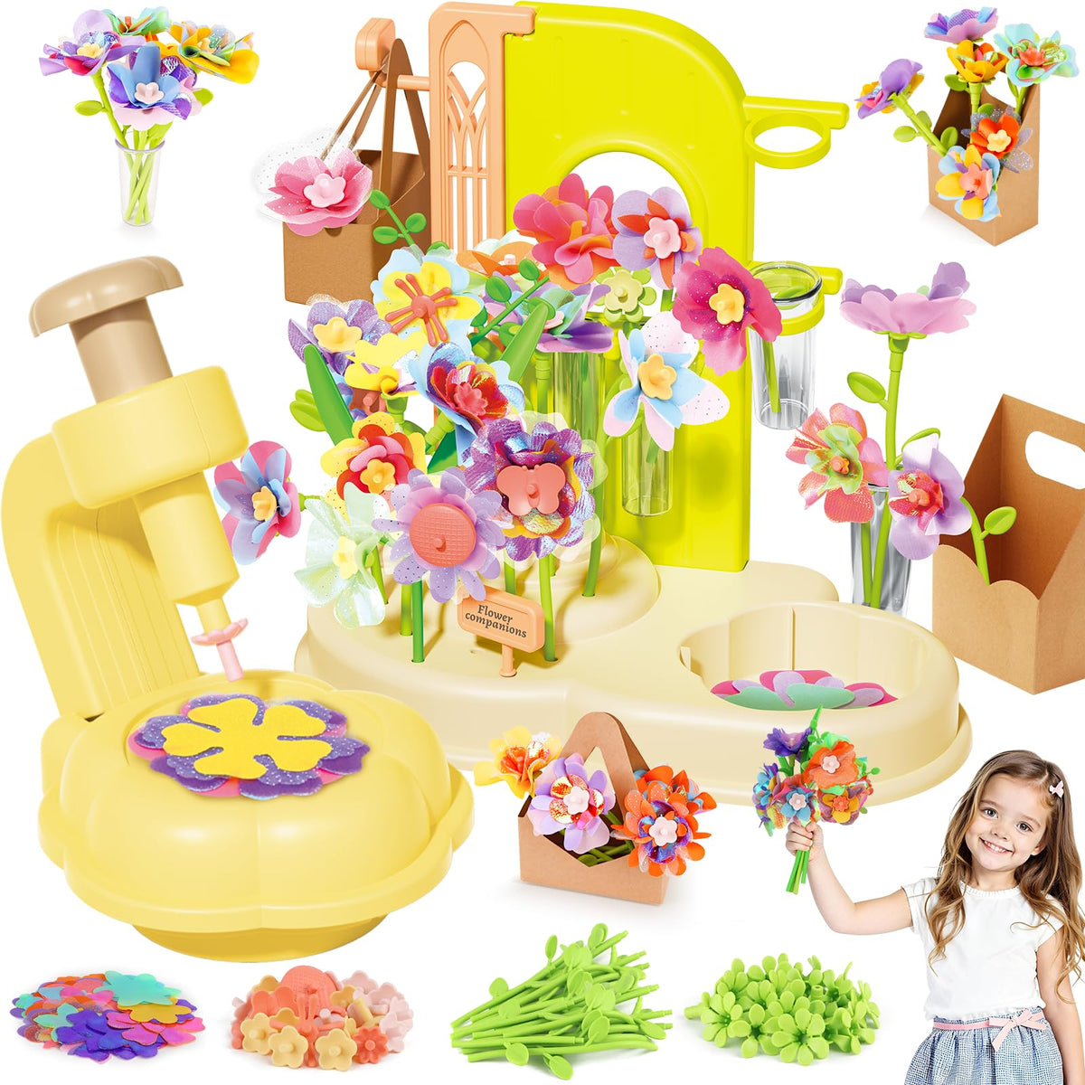 ZHYLLO DIY Flower Bouquet Kit front view with vibrant fabric blooms for creative play