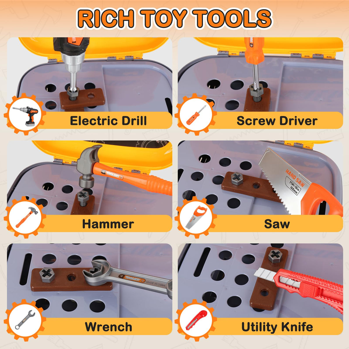 ZHYLLO Toy Drill with buzzing sound enhances immersive pretend construction.