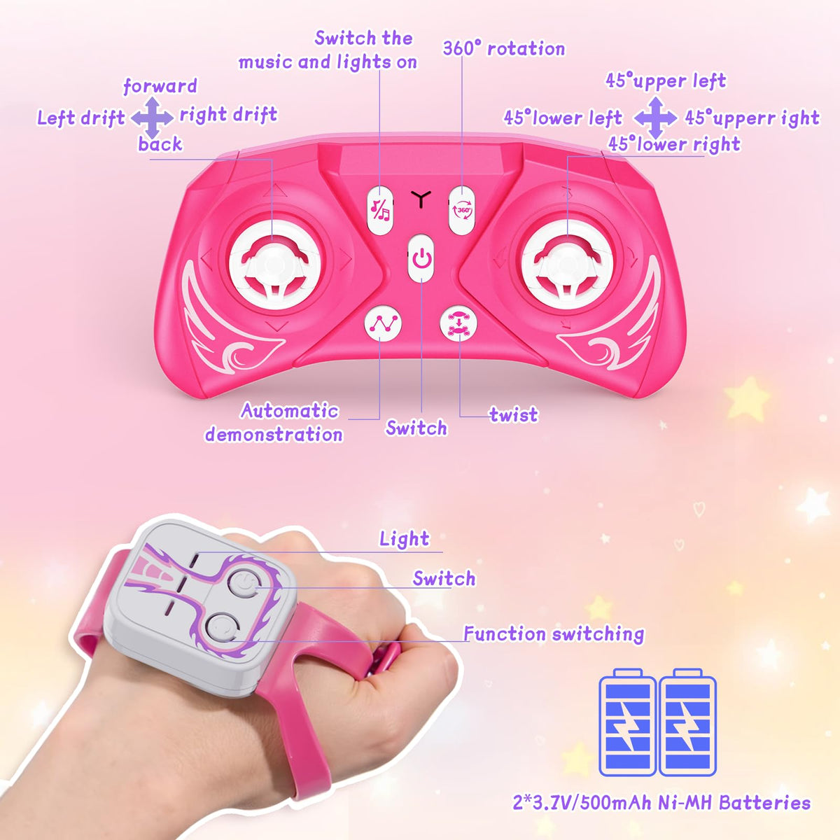 ZHYLLO unicorn RC car lights and music boost immersion.