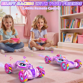 ZHYLLO unicorn RC car pink side view ready for dramatic drifts.